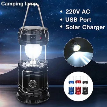 Мощный светодиодный фонарь для кемпинга, USB Перезаряжаемый фонарь для палатки, Аварийное освещение, Открытый Солнечный Перезаряжаемый Портативный фонарь