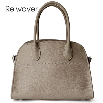 Relwaver женские сумки из натуральной кожи, сумки для женщин, 2023, осенняя новая сумка-тоут, абрикосово-белая сумка для поездок на работу, сумка через плечо