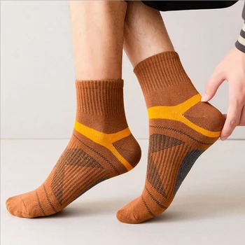 5 пар/лот, дышащие спортивные носки, Повседневные хлопковые брендовые носки, активные нескользящие носки с дезодорантом, впитывающие пот, Мужские Изображение 2