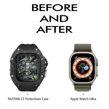 Для Apple Watch Ultra 49 мм Углеродное Волокно из Нержавеющей Стали Роскошный Модный Комплект Модификации Корпуса Защита Ремешка iWatch Серии S8 Изображение 2
