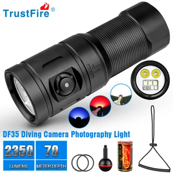 Trustfire DF35 Фонарик для дайвинга 2350 Люмен Светодиодный прожектор с ультрафиолетовым/красным/белым светом, подводная лампа для камеры для подводного плавания в пещере P