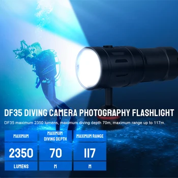 Trustfire DF35 Фонарик для дайвинга 2350 Люмен Светодиодный прожектор с ультрафиолетовым/красным/белым светом, подводная лампа для камеры для подводного плавания в пещере P Изображение 2