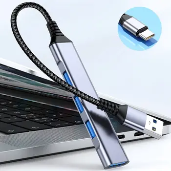 4 Порта USB-C КОНЦЕНТРАТОР для Домашнего Офиса Мобильный Телефон Из Алюминиевого Сплава Type-C Расширительная док-станция Для Передачи данных HDD USB 3,0 Разветвитель Для Ноутбука ПК