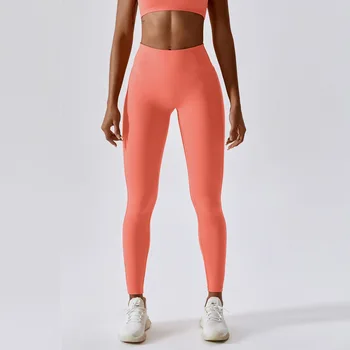Модные спортивные бесшовные леггинсы для женщин 2023, удобные быстросохнущие обтягивающие брюки с высокой посадкой, спортивная одежда, тренировочная футболка Изображение 2