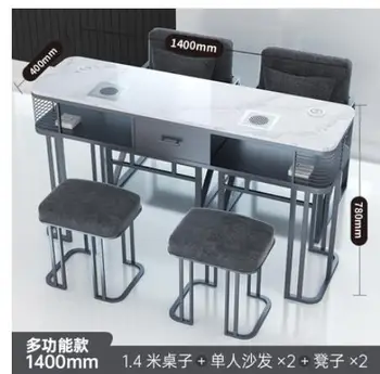 Маникюрный столик с одинарным и двойным утюгом в скандинавском стиле, светильник для маникюра, роскошный мраморный встроенный пылесос, Маникюрный стол