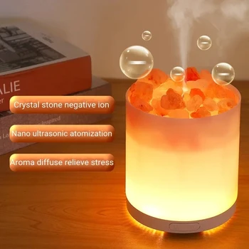 Диффузор эфирного масла для Ароматерапии с кристаллическим соляным камнем, USB-увлажнитель воздуха с красочной светодиодной лампой, ароматический диффузор с отрицательными ионами