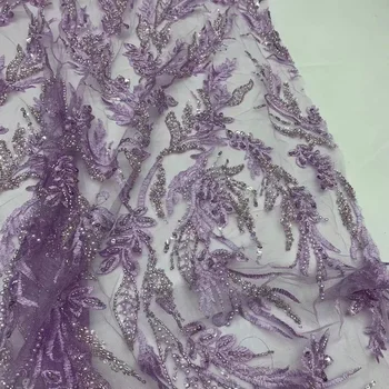 Роскошное Кружево ручной работы из бисера с блестками, Африканская Кружевная ткань 2022, Высококачественное Нигерийское Сетчатое Кружево для платья Изображение 2