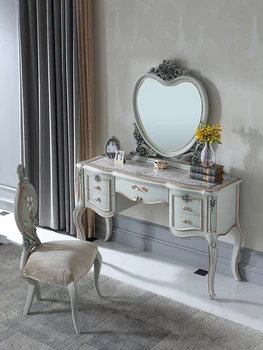 Королевская французская мебель Европейский туалетный столик ручной работы из массива дерева, стол для макияжа, стол для макияжа в спальне Изображение 2