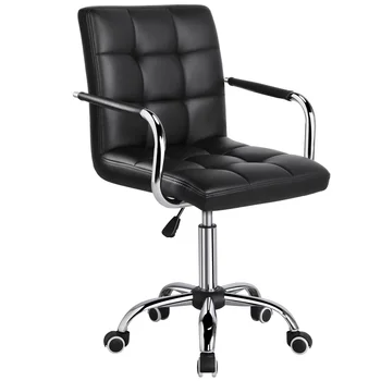 Современное Регулируемое Офисное кресло из искусственной кожи с поворотными колесиками, черный