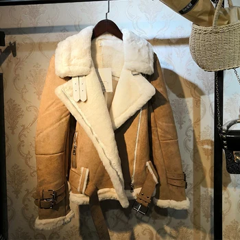 Зимняя куртка и пальто из искусственного меха, Женские мотоциклетные байкерские куртки из искусственного Искусственого меха, Замшевые Кожаные куртки, толстая теплая верхняя одежда, женская 2023