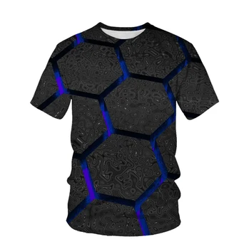 2023 Последняя весенне-летняя мужская футболка в полоску и клетку с 3D принтом, короткий рукав, Топ с круглым вырезом, модная, красивая и Модная Изображение 2