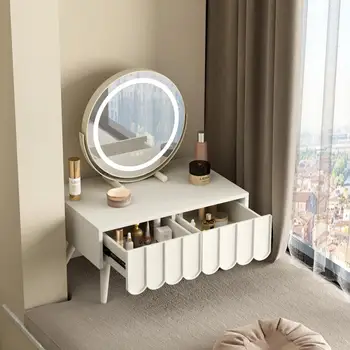 Современная минималистичная небольшая квартира с эркерным окном, туалетный столик, спальня, мини-туалетный столик, балкон, slaapkamer meubels Изображение 2