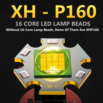 16 ядерный XH-P160 высокой мощности USB для подзарядки Масштабируемый светодиодный фонарик с дальним прицелом, фонарь для кемпинга на открытом воздухе 26650, охотничий мощный факел Изображение 2