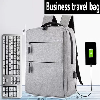 Деловые компьютерные рюкзаки для женщин и мужчин в деловой поездке, сумка большой емкости, водонепроницаемые школьные сумки, рюкзак из ткани Оксфорд Изображение 2