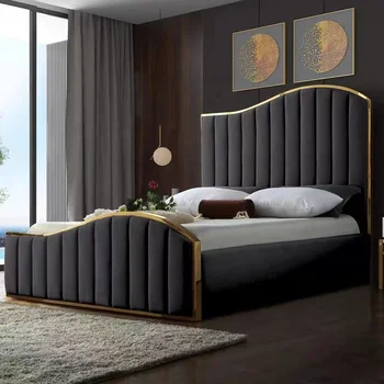 Современная и минималистичная мебель для дома, спальня с двуспальной кроватью, гостиничные кровати