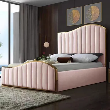 Современная и минималистичная мебель для дома, спальня с двуспальной кроватью, гостиничные кровати Изображение 2