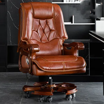 Вращающееся роскошное офисное кресло Кожаный рабочий стол массажный кабинет Эргономичное кресло с откидной спинкой офисное кресло Nordic Silla De Oficina Современная мебель