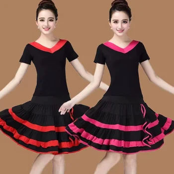 Элегантная сетчатая юбка для латиноамериканских танцев средней длины с V-образным вырезом Для женщин, Новый Стиль, Удобная мягкая одежда для бальных танцев, Вальса Изображение 2