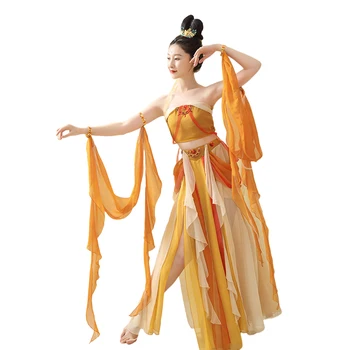 Женский Классический танцевальный костюм Дуньхуан в Китайском стиле, Танцевальный костюм Дуньхуан, Летающая классическая танцевальная одежда Дуньхуан