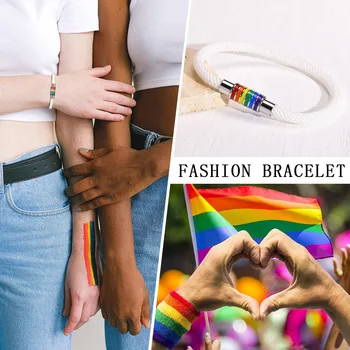 Радужный ЛГБТ-браслет Pride для женщин, кожаный браслет, модный подарок Pride Love Изображение 2