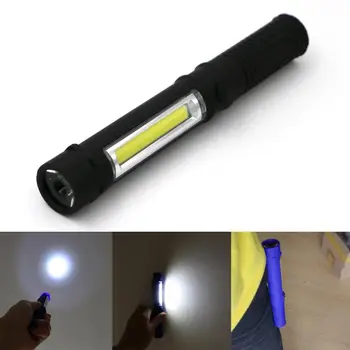 Многофункциональный COB светодиодный мини-светильник для проверки работы, светодиодный фонарик, лампа с нижним магнитом и зажимом, черный/красный/синий Изображение 2