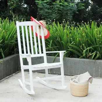 Уличное деревянное кресло-качалка для веранды, белого цвета, устойчиво к атмосферным воздействиям Изображение 2