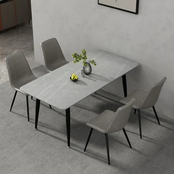 Черный Обеденный стол для Завтрака Роскошный Прямоугольный дизайн Современный Обеденный стол Японский Кухонный стол Мебель для гостиной Изображение 2