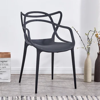Дизайн Черные Обеденные Стулья Минималистичные Роскошные Современные стулья для гостиной Уникальные Дышащие Силлоны Салонная мебель A1