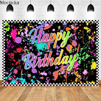 Фон для фотосъемки Mocsicka С Днем Рождения, Украшение для детского дня рождения, Каракули в стиле хип-хоп, Студийный фон для фотосъемки, баннер
