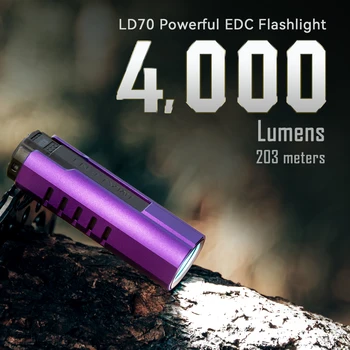 IMALENT LD70 фиолетовый EDC перезаряжаемый яркий фонарик 4000 люмен Cree XHP70.2 LED для кемпинга, пеших прогулок и самообороны. Изображение 2