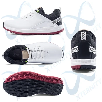 Мужская роскошная водонепроницаемая обувь для гольфа, Уличные удобные кроссовки для гольфа, нескользящая профессиональная обувь для игроков в гольф, спортивная обувь для гольфа Изображение 2