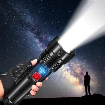 ZK30 Мощный XHP50 Супер светодиодный фонарик, тактический фонарь, встроенный аккумулятор, USB Перезаряжаемая водонепроницаемая лампа, Ультра яркий фонарь