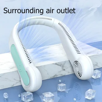 Портативный Подвесной Шейный вентилятор для любителей спорта на открытом воздухе, заряжающийся через USB, Безлопастной Турбовентилятор, собирающий воздух, Подвесной шейный охладитель для улицы