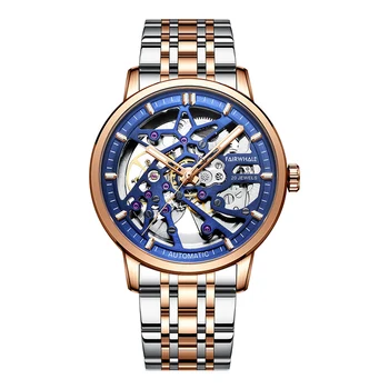 Мужские автоматические часы Mark Fairwhale 42 мм, Роскошные часы, Винтажные механические наручные часы, 30-метровый Водонепроницаемый Светящийся циферблат со Скелетом