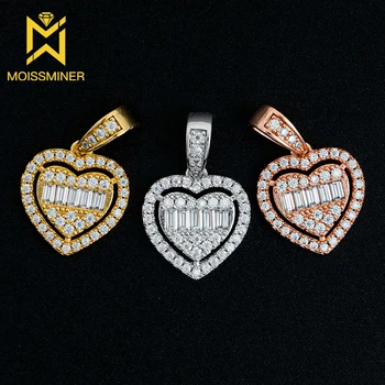 Выдалбливают ожерелья с подвеской из Муассанита в виде сердца Для мужчин, ожерелье с настоящими бриллиантами, женские ювелирные изделия, тестер прохождения с GRA 