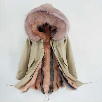2022 Модная зимняя куртка женская новая с воротником из натурального меха енота, толстая теплая парка из натурального лисьего меха