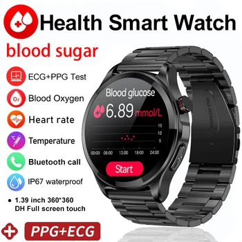 2023 Новые Смарт-часы для измерения уровня сахара в крови, Мужские 360 * 360, Полный сенсорный экран, Bluetooth-вызов, Умные часы, Водонепроницаемые часы для Android Huawei