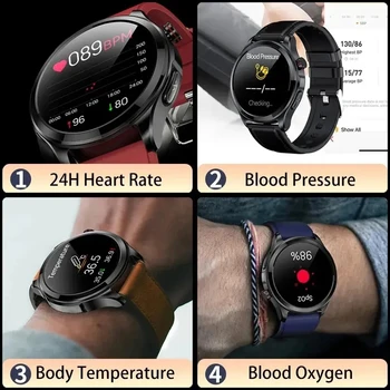 2023 Новые Смарт-часы для измерения уровня сахара в крови, Мужские 360 * 360, Полный сенсорный экран, Bluetooth-вызов, Умные часы, Водонепроницаемые часы для Android Huawei Изображение 2