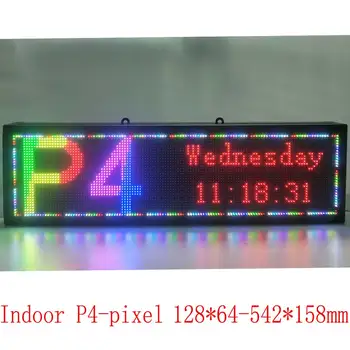 Светодиодный дисплей 128x64 P4 RGB с прокруткой на цифровом светодиодном табло, полноцветная электронная вывеска, управление мобильным Wi-Fi