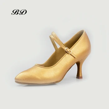 ЛУЧШИЕ Танцевальные туфли Authentic BD 119 Современная Танцевальная обувь Для Взрослых На среднем Высоком Каблуке Квадратного Сечения Из натуральной кожи, изготовленный на заказ КАБЛУК 7,5 см