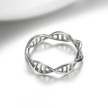 Дизайн двойной спирали ДНК Huitan, креативные кольца на палец для женщин, минималистичный металлический стиль, уникальные аксессуары для колец, новые модные ювелирные изделия