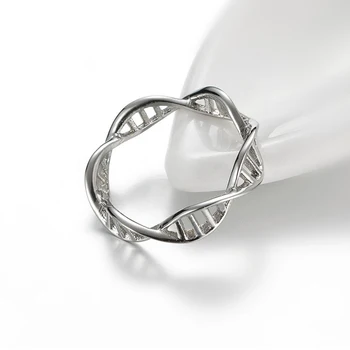 Дизайн двойной спирали ДНК Huitan, креативные кольца на палец для женщин, минималистичный металлический стиль, уникальные аксессуары для колец, новые модные ювелирные изделия Изображение 2