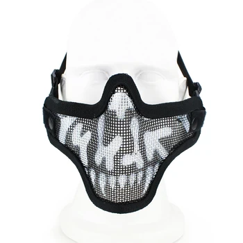 Стальная Тактическая маска на половину лица, Сетчатый Головной Убор для Страйкбола, Охотничий Головной Убор, Дышащий Пейнтболом, Защитный, Высокая Ударопрочность MA-09 Изображение 2
