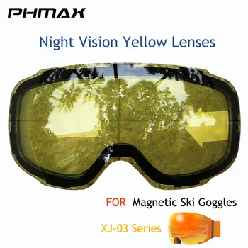 Магнитные лыжные очки PHMAX, Линзы Ночного видения, Желтые Линзы, Противотуманные UV400, Быстрая замена, Очки для очков, Линзы, Подходящие для XJ-03