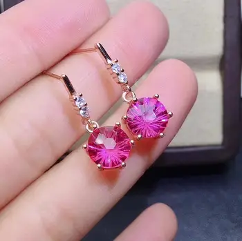 KJJEAXCMY fine jewelry натуральный розовый топаз из стерлингового серебра 925 пробы, женское ожерелье с подвеской, серьги, кольцо, набор, тест на поддержку, элегантный Изображение 2