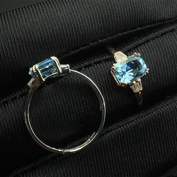 Простое и элегантное кольцо с небесно-голубым топазом oct6 * 8 мм из стерлингового серебра 925 пробы, изысканные ювелирные изделия для женщин с шкатулкой для украшений Изображение 2