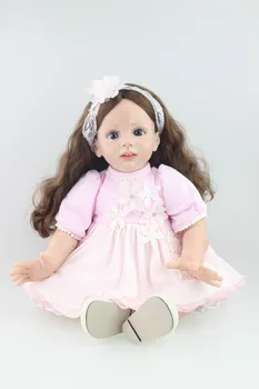 2015new design 24-дюймовая возрожденная кукла-малышка Фридолин с укоренившимися волосами, реалистичная милая девочка, настоящее нежное прикосновение Изображение 2