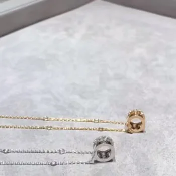 Модное ожерелье с подвеской в виде мобильного кольца с 3 Цирконами, Оригинальный высококачественный логотип, женский ювелирный подарок на День Святого Валентина Изображение 2