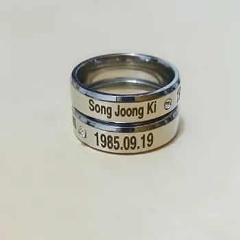 Бесплатная доставка, 1 шт., Kpop Star Song Joong Ki, кольца с кристаллами на день рождения для женщин, мужские ювелирные изделия из нержавеющей стали, Anillos Mujer Изображение 2