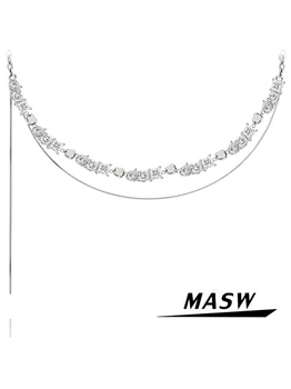 MASW Оригинальный Дизайн, Роскошный Ювелирный набор, Толстое Посеребренное Высококачественное Стеклянное Ожерелье с Подвеской Для Женщин, Браслет-Оберег 2023